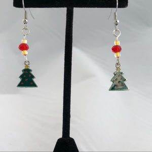 Handmade Christmas glass bead earrings